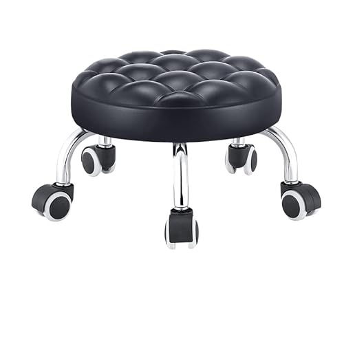 Round Low Roller Seat Stool Small Stool with Wheels Pulley Ottoman Comfortable