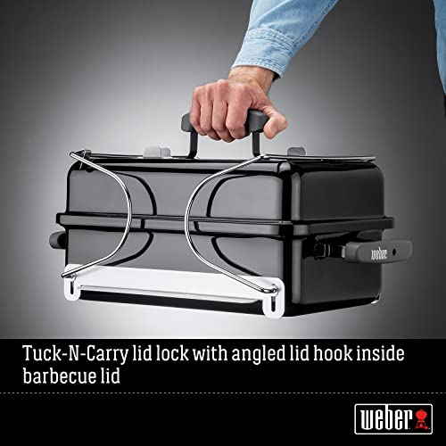 Weber Go-Anywhere Charcoal Black BBQ -Portable BBQ Grill for Outdoor Cooking, Camping, Backyard, Deck, Beach - Compact, Versatile, Portable Barbeque