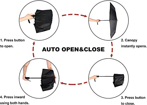 AUSDIN Folding Umbrellas-Windproof Umbrellas for Rain-Automatic Compact Umbrellas for Travel-Reinforced 10 Fiberglass Ribs Strong Enough for Heavy Rain or Snow-Double Vinyl layers UV Protection UPF50+