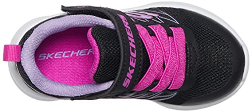 Skechers Kids Girls MICROSPEC-Bold Delight Sneaker, Black, 7 Toddler