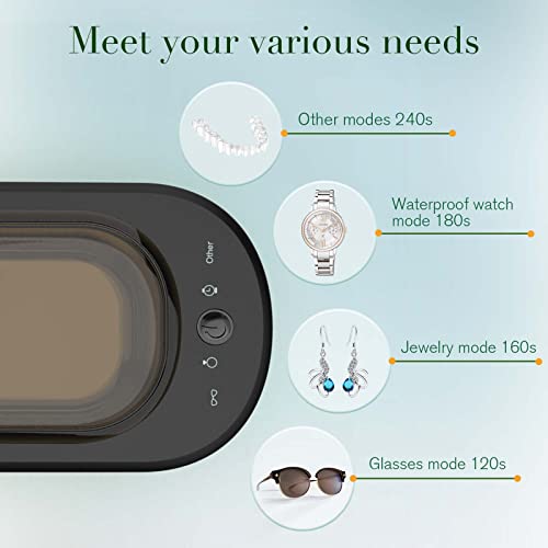 Ultrasonic Jewelry Cleaner, 45kHz Professional Ultrasonic Glasses Cleaner Machine, Ultrasonic Cleaner Glasses for Jewelry, Ring, Silver, Retainer, Eyeglass, Watches, Coins