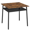 VASAGLE Dining Table, Square Office Desk with Storage Compartment, Industrial, 80 x 80 x 78 cm, Rustic Brown