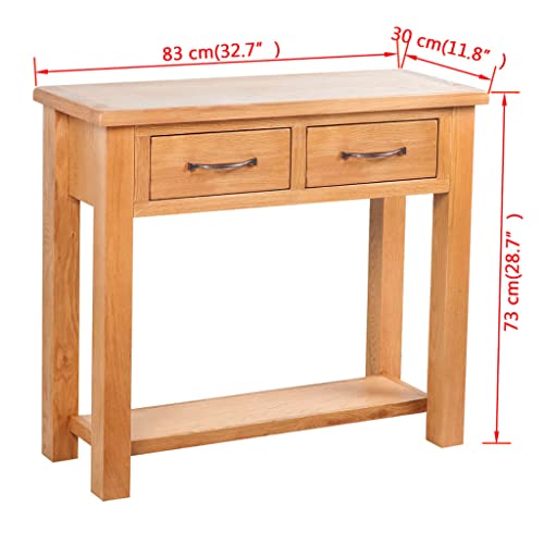 'vidaXL Solid Oak Wood Console Table with 2 Drawers - Rectangular, Compact & Easy Assembly