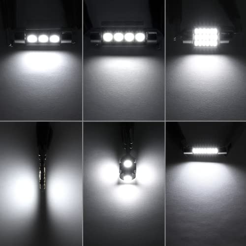 Justech 22PCs Can-bus Error Free LED SMD Bulbs Kit Set Spare Parts for Car Interior Dome Map Door Courtesy License Plate Lights Festoon C5W T10 168 194 2825 Xenon-White