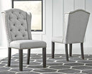 Signature Design by Ashley Jeanette Traditional 20" Tufted Upholstered Wingback Dining Chair, 2 Count, Light Gray