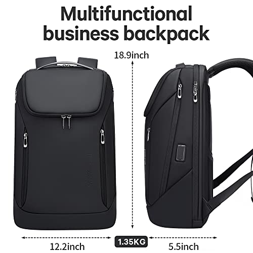 BANGE Business Smart Backpack Waterproof fit 15.6 Inch Laptop Backpack with USB Charging Port,Travel Durable Backpack, Black（two Pocket), Medium, Fashion