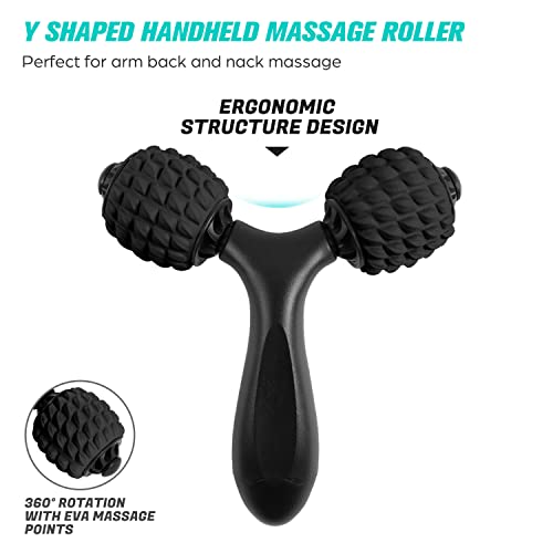 Odoland 5 in 1 Foam Roller Set Includes Massage Roller, Muscle Roller Stick, Massage Ball, Spikey Plantar Fasciitis Ball, Y Shaped Handheld Roller, Perfect for Deep Tissue Pain Relief