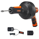 VEVOR 12V Electric Drain Auger, 25FT Cordless Plumbing Snake Auto Feed, Pipeline Snake Drain Clog Remover with Power Drill for 3/4"-2" Pipes, 2.0Ah Battery and Charger Included