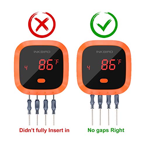 Inkbird Waterproof Bluetooth Meat Thermometer with 4 Probes IBT4XC Rechargeable Magnet Remote Control Grilling Thermometer with Alarm for Kitchen Outdoor Cooking Smoker Oven BBQ, Support iOS Android