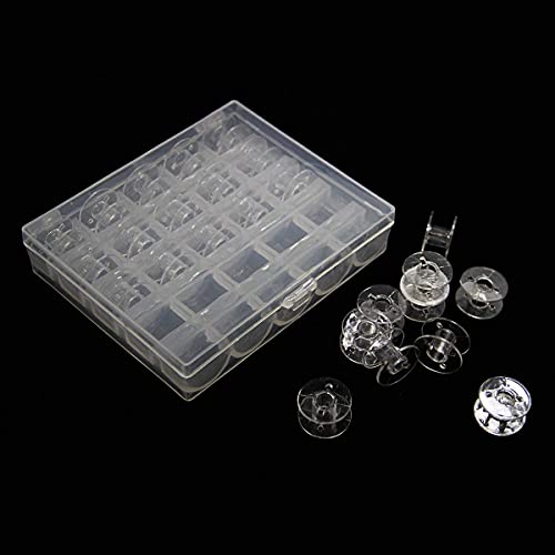 BetterJonny 50 Pcs Transparent Plastic Sewing Machine Bobbins with Bobbin Case for Brother Singer Babylock Janome Kenmore