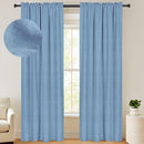 100% Blackout Shield Linen Blackout Curtains 63 Inches Long 2 Panels Set, Blackout Curtains for Bedroom/Living Room, Thermal Insulated Rod Pocket Window Curtains & Drapes, 50W X 63L, Blue