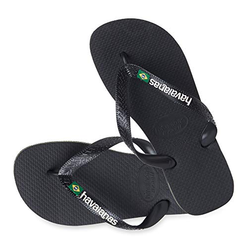 Havaianas Brasil Logo Men's Slippers, Black/black, 11/12 US