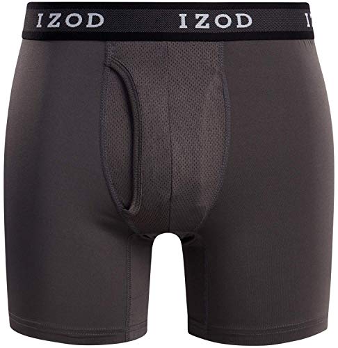 IZOD Men's Performance Underwear - Spandex Athletic Boxer Briefs, Size Large, Black/Red/Blue Grey