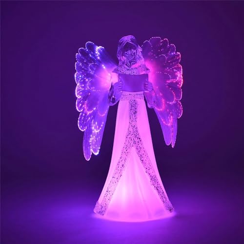 Gifts 4 All Occasions Limited SHATCHI-1017 Novelty 21cm LED Light Up Angel Colour Changing Lights Christmas Xmas Home Decoration Gifts Present, Multi