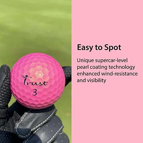 Trust Rosa,Urethane Covered for Swing Speed Under 105mph, 3 Piece Golf Ball, Soft & Elasticity Feel, Green Side Control with Distance (One Dozen)