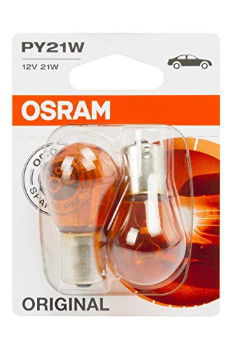 OSRAM 7507-02B ORIGINAL PY21W Halogen signal lamp, turn indicator light, 7507-02B, 12V passenger car, double blister (2 lamps)