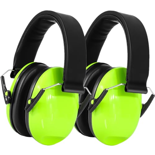 BlueFire Kids Ear Protection Safety Earmuffs, 2 Pack Foldable Noise Reduction Earmuffs, 27dB Hearing Protection Ear Muffs Kids Protective Earmuffs Ear Defenders for Sleeping, Studying, Shooting(Green)