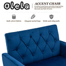 Olela Accent Chair Set of 2,Velvet Armchair Single Sofa Modern Tufted Upholstered Side Reading Chairs with Arm and Gold Metal Leg for Living Room Bedroom Club Nursery Office Decorate(2, Navy)