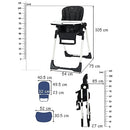 BABY JOY High Chair for Babies & Toddlers, Foldable Highchair with Multiple Adjustable Backrest, Seat Height and Footrest, Removable Tray, Detachable PU Leather Cushion, Built-in Rear Wheels (Black)