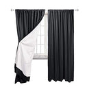 Amazon Basics Room Darkening Blackout Window Curtains with Tie Backs Set - 107 x 161 centimeters, Black, 2 Panels