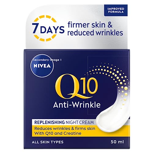 NIVEA Q10 Power Anti-Wrinkle Night Cream (50ml), Anti Aging Face Moisturiser for Women, Firming Face Moisturiser, Anti-Wrinkle Face Cream with Q10