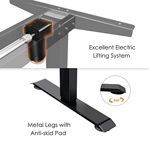 Giantex Electric Height Adjustable Standing Desk, 140cm x 70cm Ergonomic Sit Stand Desk w/Splice Board, Memory Preset Controller, Dual Monitor Workstation for Home Office Study Room Bedroom (Coffee)