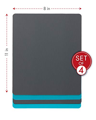 Dexas Heavy Duty Grippmat Flexible Cutting Board Set of Four, 8 by 11 inches inches: Gray and Turquoise