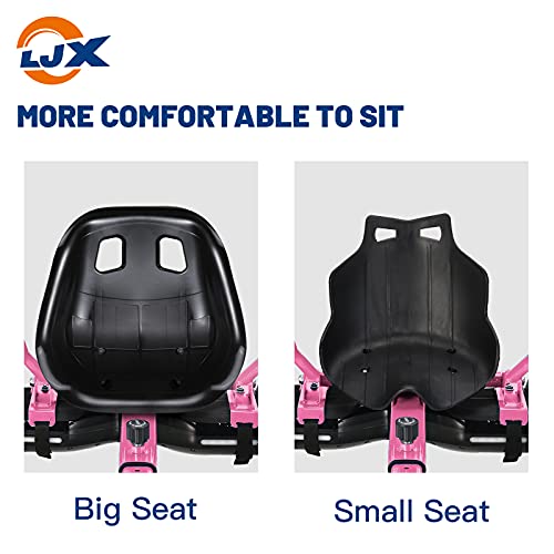 LJX Hoverboard Seat Attachment, Go Kart, Hoverboard Accessories for 6.5” 8” 10” Hoverboard, Wider Seat, Suitable for All Ages (Pink)