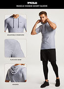 TSLA 3 Pack Men's Short Sleeve Pullover Hoodies, Dry Fit Running Workout Shirts, Athletic Fitness & Gym Shirt MTS70-KVG_X-Large