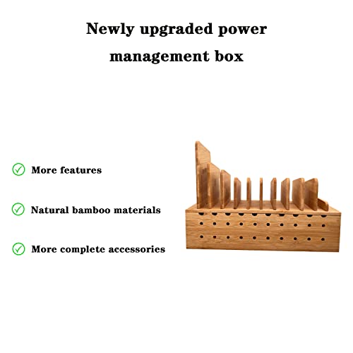 ADYAWEN Bamboo Cable Management Box - Stylish Cord Organizer Box and Cable Organizer Box, Wire Box That Hides Power Strip - Cord Box Hider and Surge Protector Cover,Wood Charging Station.
