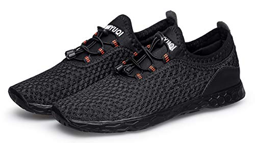 SOBASO Men Water Shoes Quick Drying Women Water Hiking Swim Beach Shoes for Sailing Kayaking Surfing All Black