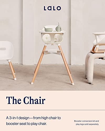 Lalo The Chair Convertible 3-in-1 Wooden High Chair for Babies and Toddlers, Baby High Chair with Dishwasher Safe Tray, Adjustable Footrest & Machine Washable Cushion, Sage