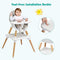 BABY JOY 5 in 1 High Chair, Convertible High Chairs for Babies and Toddlers/Booster Seat/Table and Chair Set, Infant Wooden Highchair w/ 5-Point Harness, 4-Position Removable Tray & PU Cushion (Gray)