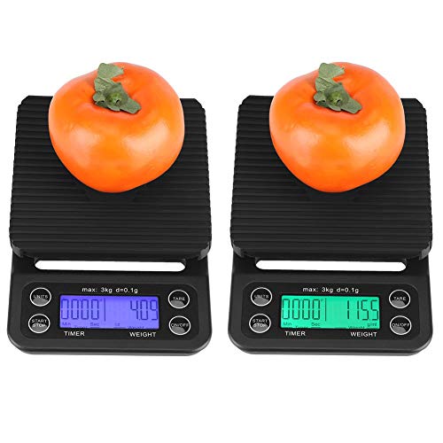 3KG/0.1g Electronic LCD Digital Kitchen Food Scale Drip Coffee Weighing with Timer(Green)