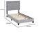 Furinno Laval Double Row Nail Head Upholstered Platform Bed Frame, Twin, Glacier