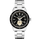 SEIKO Men's Black Dial Silver Stainless Steel Band Presage Automatic Watch, Black, Casual, Classic, Dress/Formal