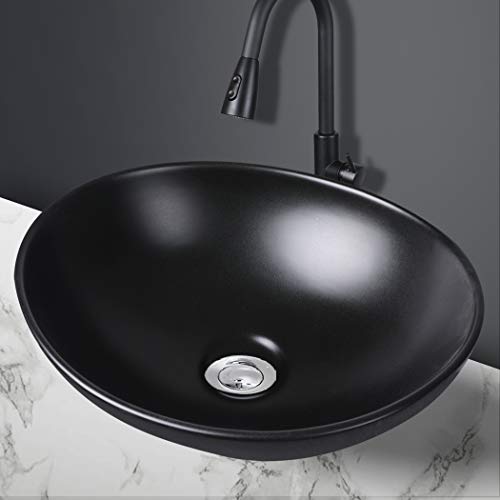 Ceramic Basin Bathroom Sinks Hand Wash Bowl Vanity Above Counter Matte Black