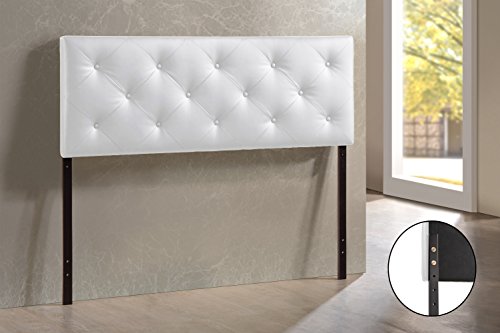 (King, White) - Wholesale Interiors Baxton Studio Baltimore Modern and Contemporary Faux Leather Upholstered Headboard, King, White