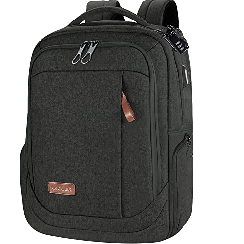 KROSER Laptop Backpack 17.3 Inch Computer Backpack Daypack Water-Repellent Laptop Bag with USB Charging Port for Business/School/Travel/Women/Men-Charcoal Black