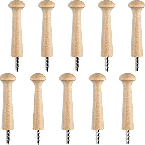 Jetec Wooden Shaker Peg Wood Screw-on Shaker Pegs 2.9 Inch Long Unfinished Wood Shaker Racks for Hanging Clothes Hats Towel and More DIY Paint Color (10 Pieces)