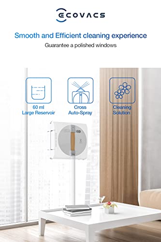 ECOVACS Winbot W1 PRO Window Cleaner Robot, 2800 Pa Suction with Cross Auto-Spray & Win SLAM 3.0 Path Planning Technology, Anti-Flare Edge Detection,App control