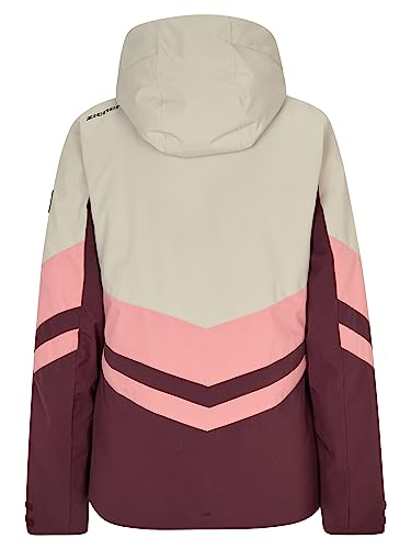 Ziener Women's Telia Ski Winter Jacket, Warm, Breathable, Waterproof, Velvet red. Silver Beige Dob, 38