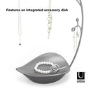 Umbra Orchid Jewelry Hanging Tree Stand - Multi-Functional Necklace Metal Holder Display Organizer Rack with a Ring Dish Tray