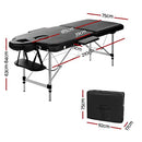 Zenses Massage Table 75cm Portable 2 Fold Aluminium Beauty Bed Black