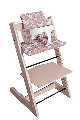 Hoppediz High Chair Seat Cushion Set Suitable for Stokke Tripp Trapp 2-Piece 100% Organic Cotton Amsterdam Rose Design