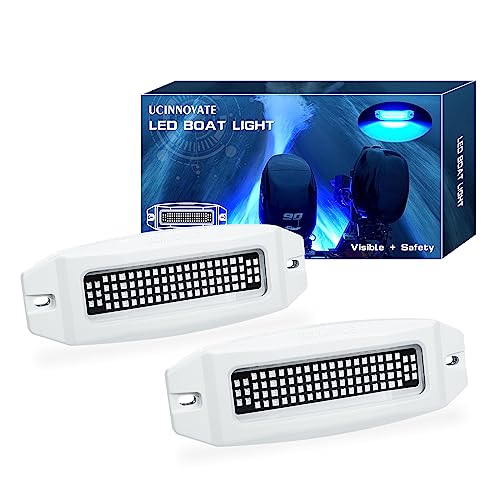 UCINNOVATE 2X 6.9” Marine LED Boat Light, 3000LM 84LED Waterproof Transom Lights, Underwater Light for Yachts, Boats, Sailboat, Pontoon, Transom, Boat Deck Light Stern Lights (Blue, 12-36V, IP68)