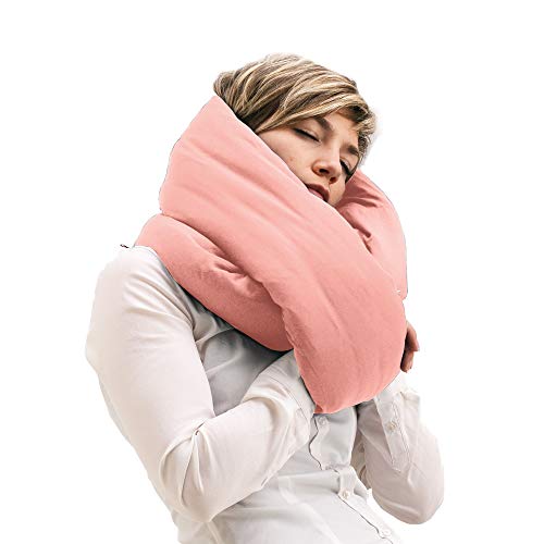 Huzi Infinity Pillow - Versatile Soft Neck Support Scarf Travel Pillow for Sleep in Flight, Airplane (Pink)