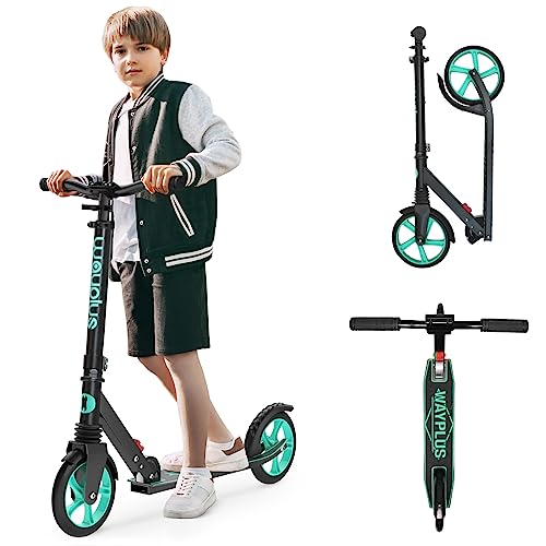 WAYPLUS Kick Scooter for Ages 6+,Kid, Teens & Adults. Max Load 240 LBS. Foldable, Lightweight, 8IN Big Wheels Kids, Teen and Adults, 4 Adjustable Levels. Bearing ABEC9