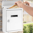 Serenelife SLMAB01 Wall Mount Lockable Mailbox- Modern Outdoor Galvanized Metal Key Large Capacity- Commercial Rural Home Decorative & Office Business Parcel Box Packages Drop Slot Secure Lock, White, 10''x 3.9''x 12.4''