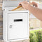 Serenelife SLMAB01 Wall Mount Lockable Mailbox- Modern Outdoor Galvanized Metal Key Large Capacity- Commercial Rural Home Decorative & Office Business Parcel Box Packages Drop Slot Secure Lock, White, 10''x 3.9''x 12.4''
